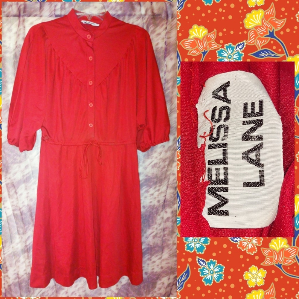 Melissa Lane brand Burgundy Soft Knit Dress Sz 12/14 80s Vintage